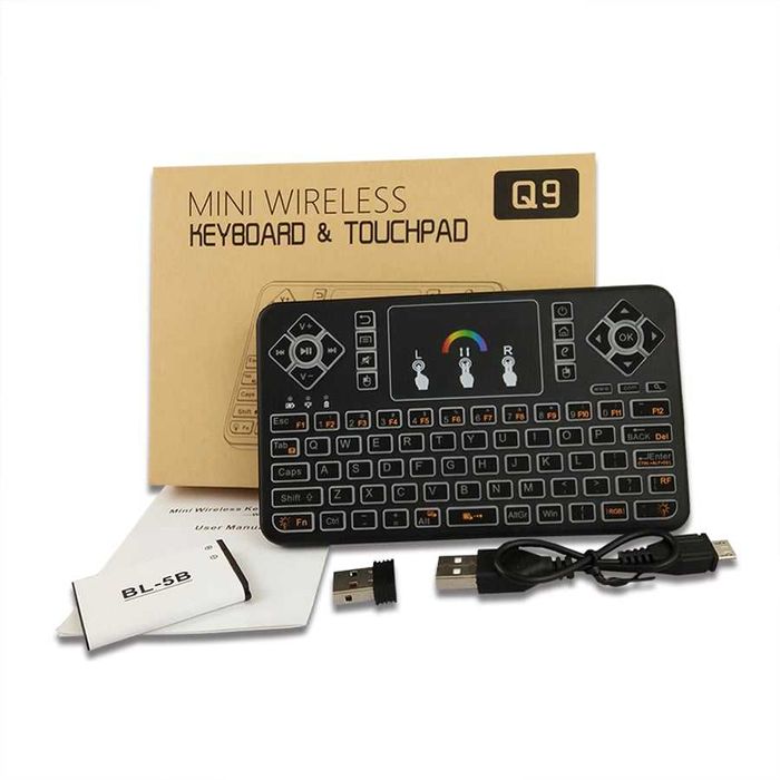 Mini Tastatura wireless pentru Smart TV Box, Iluminata RGB, Tochpad