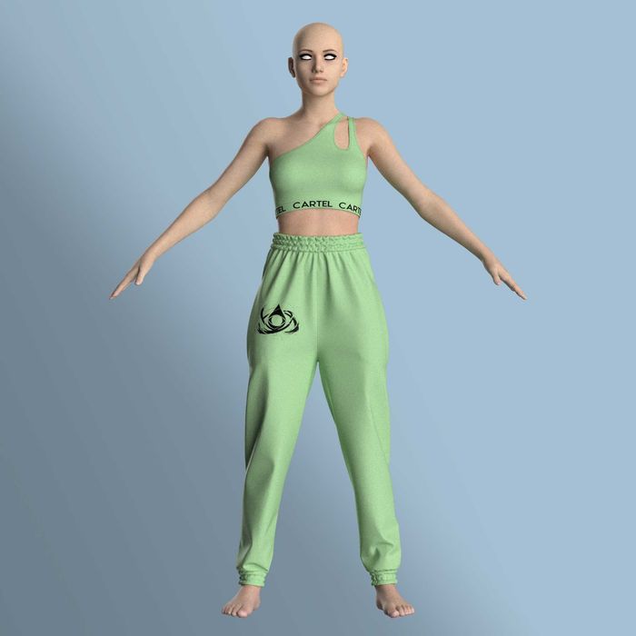 Bustieră sport + pantalon trening CARTEL - femei - 100% bumbac premium
