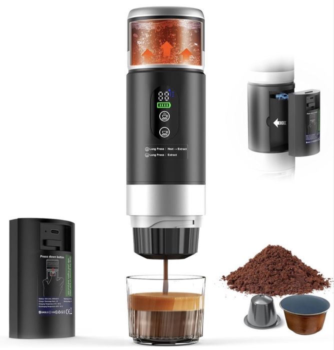 Espressor portabil 3in 1 cu baterie - incalzire automata