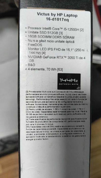 Laptop Gaming HP Victus 16-d1017nq  i5-12500H Impecabil