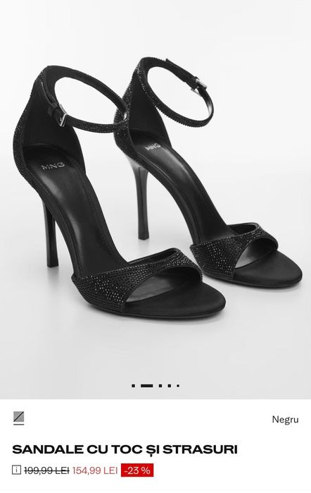 Sandale cu toc si strasuri, MANGO, 37, noi cu eticheta