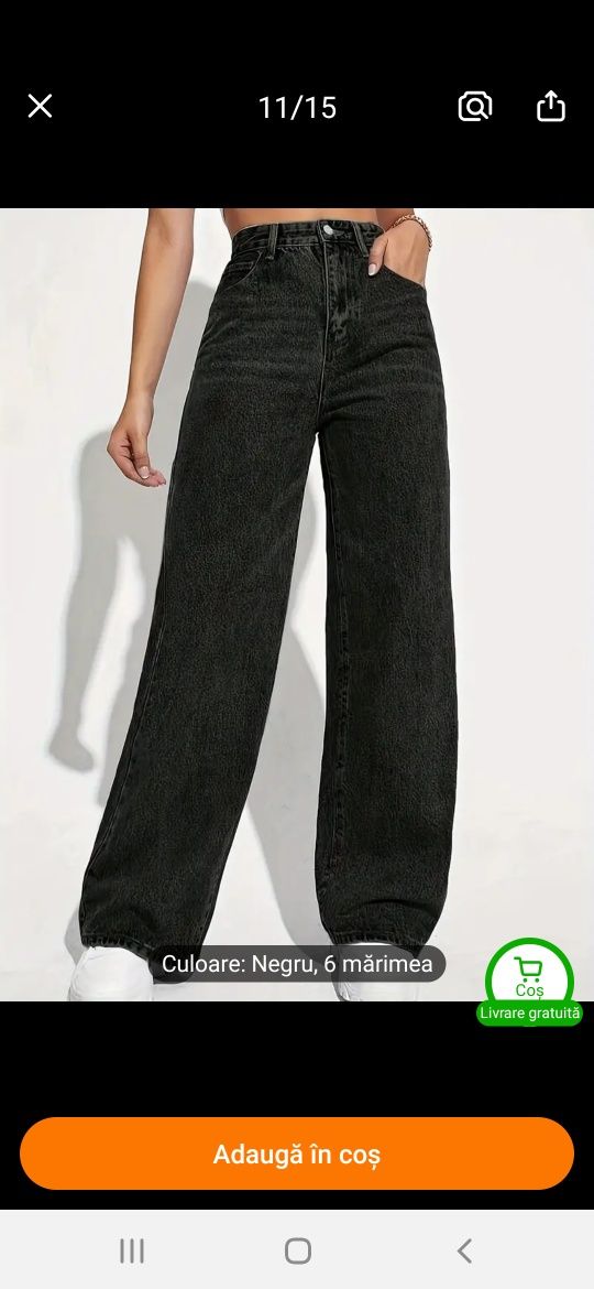 Blugi  casual cu talie inalta