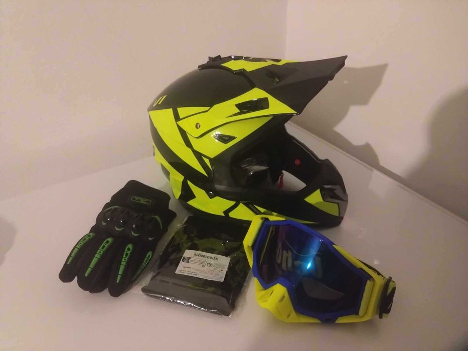 Set casca enduro+Ochelari+Manusi+Cagula