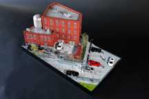 Diorama Display-Cladire industriala-machete 1:64-Hotwheels-350x600mm