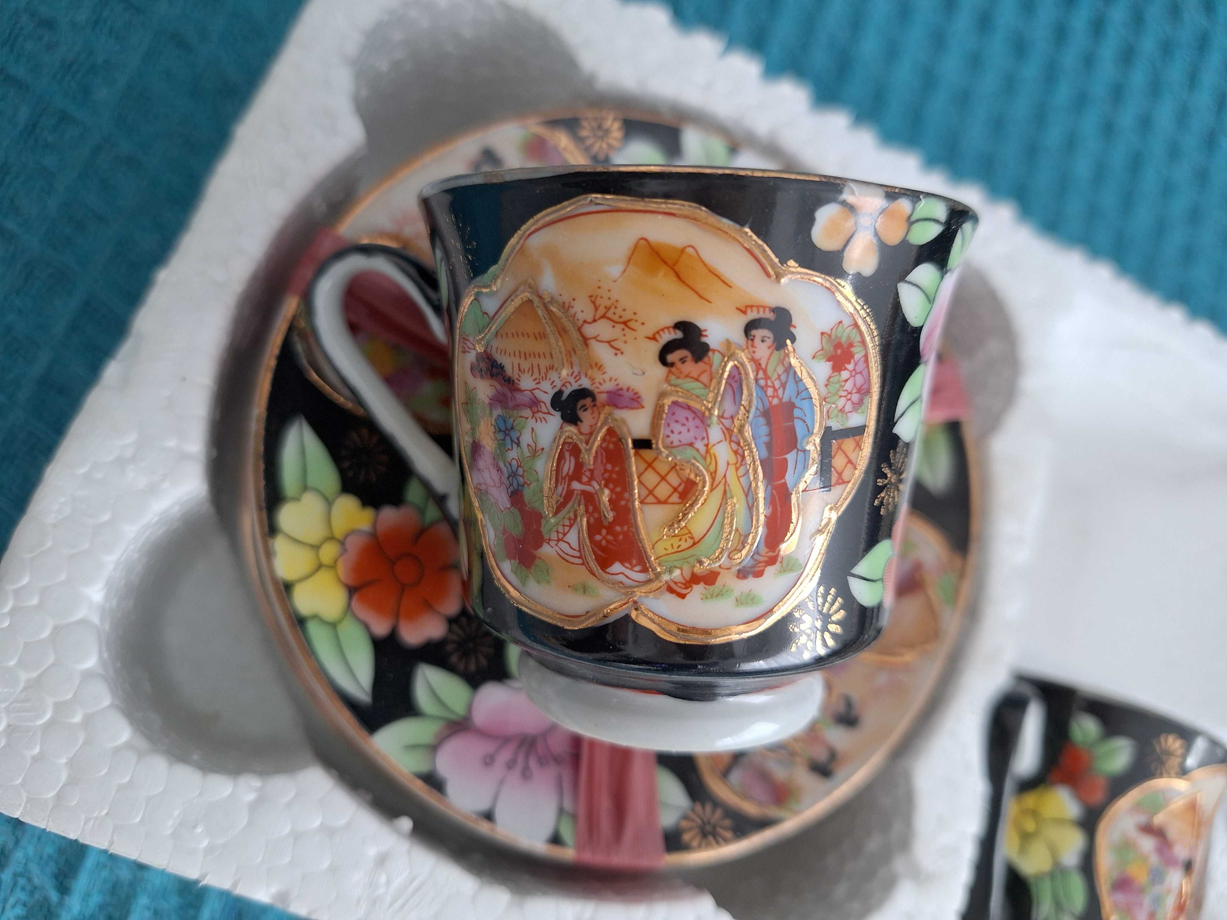 Set NOU 6 cesti cafea si farfurii, portelan