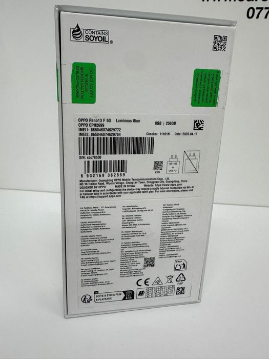 Telefon OPPO Reno13 F 5G, 256GB, 8GB RAM, Dual SIM, Luminous Blue -I-