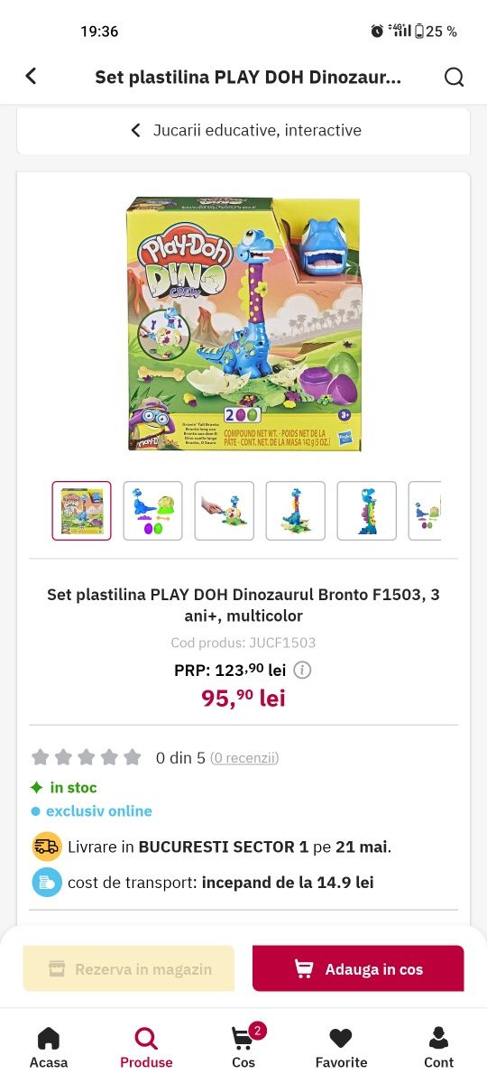 PlayDoh joc cu plastilina Brontozaur Sigilat