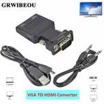 Конвертер- Переходник VGA на HDMI. ноутбук монитор проектор