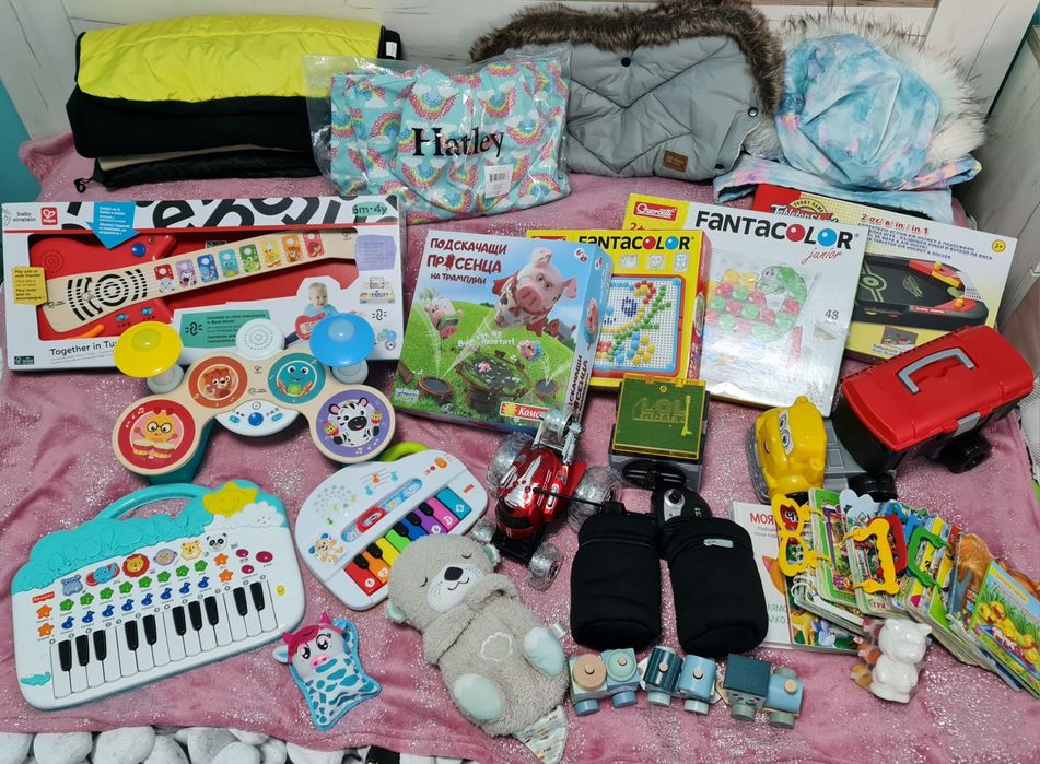 Детски играчки Fisher price, Eichhorn, Hape baby einstein, зимно яке