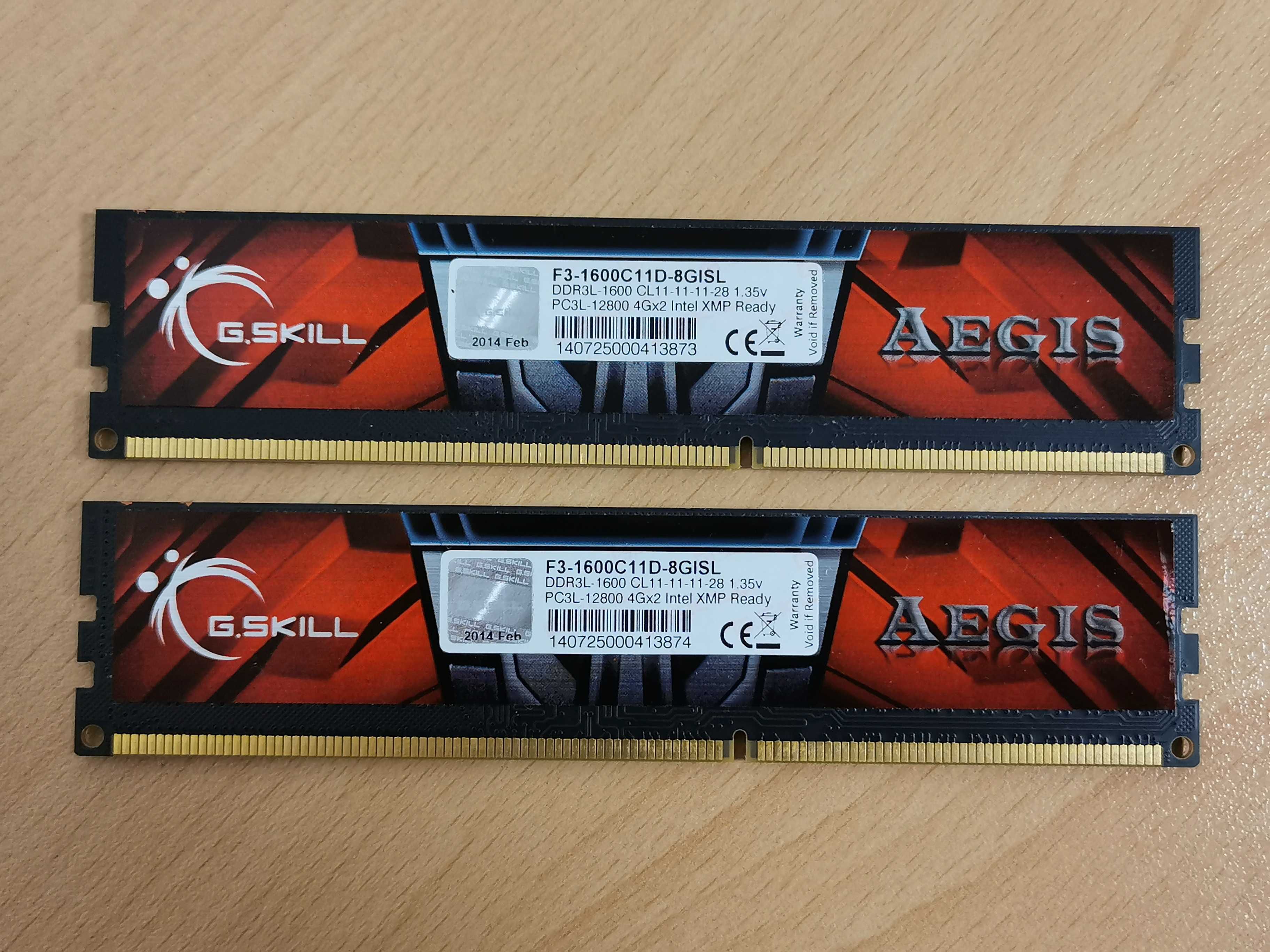 DDR3 G.skill Aegis 8GB kit (2x 4GB) 1600MHz RAM / рам памет на 1.35V