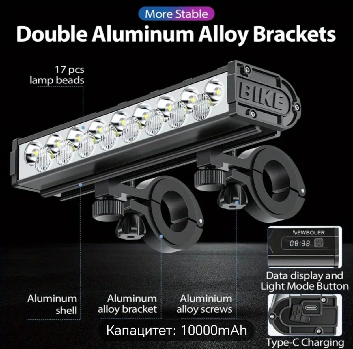 Акумулаторен фар за велосипед колело led bar Newboler