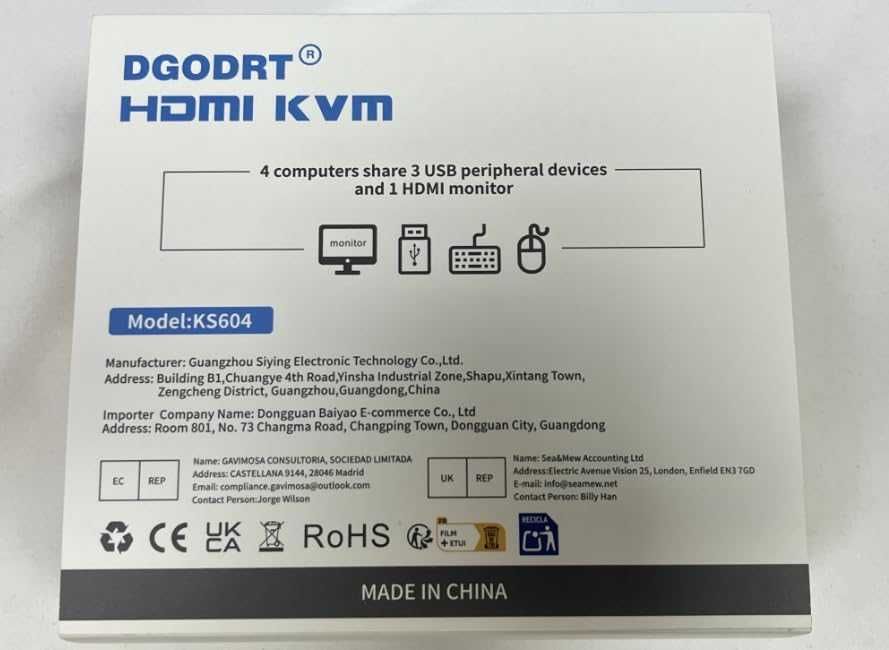 Switch KVM HDMI 4K,USB 4 PC port 1 monitor 4K-30Hz 3 dispozitive USB