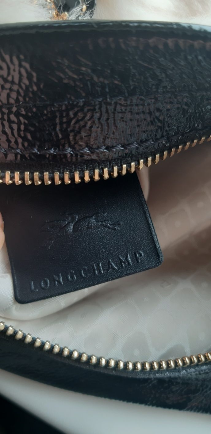 Geanta Longchamp,originala,blana,piele si cristale swarovski,noua