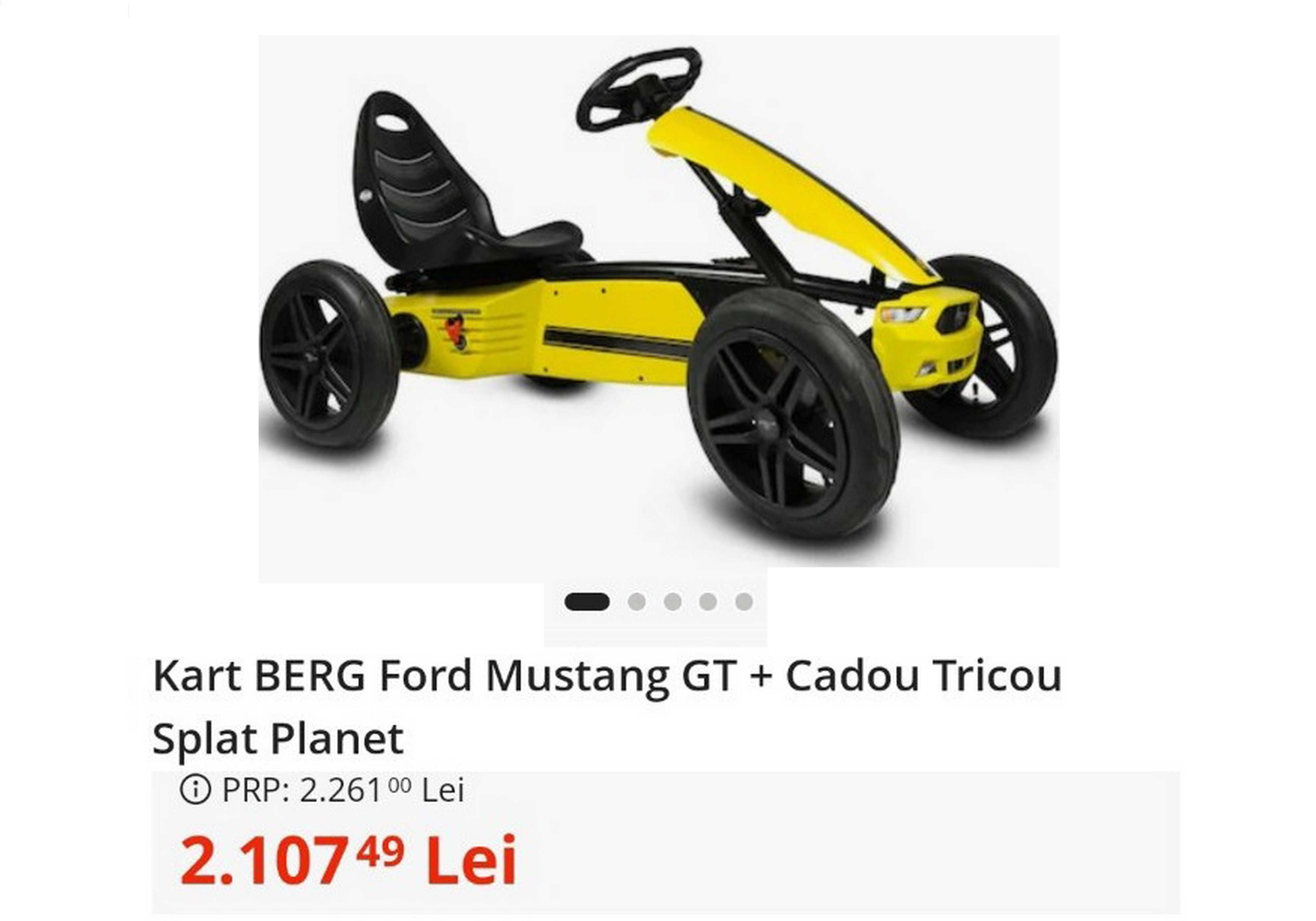 Cart (kart) cu pedale pentru copii BERG Ford Mustang GT - galben