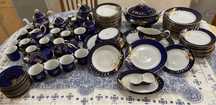 Serviz de masă Royal gold de lux, portelan-cobalt de colectie