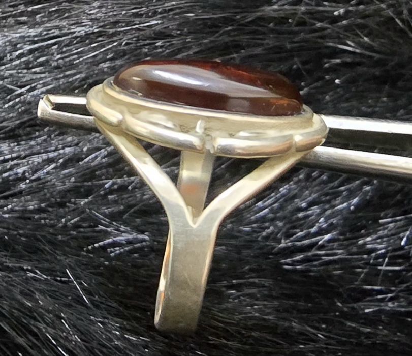 Inel argint 925 ,chihlimbar natural