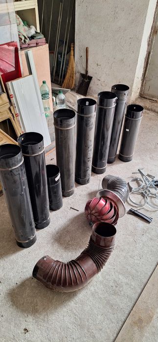 Шапка за комин Ф130мм - въртяща се, червена и скоби за бурии(кюнци).