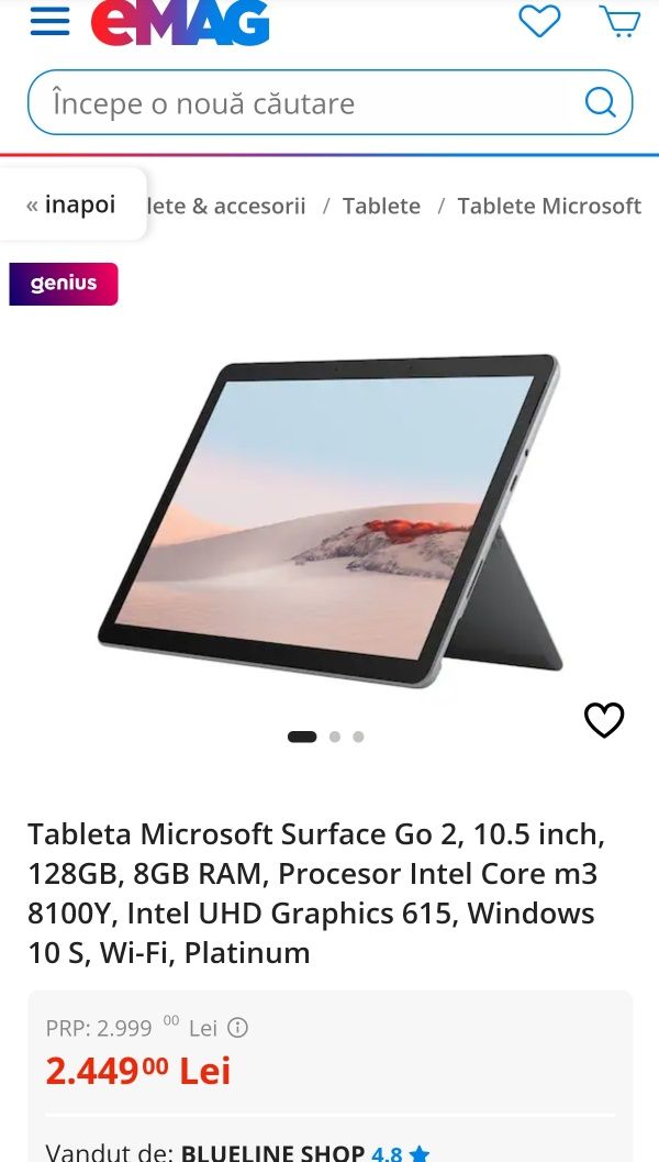 Microsoft Surface Go 2 10.5" Nouă 256 ssd