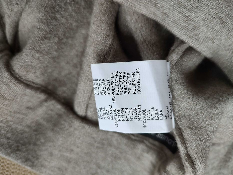 Pantaloni wide leg, 10% lana, banda elastica talie si buzunare