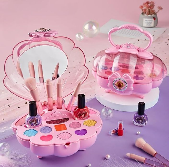 Trusa machiaj copii, lac unghii, ruj, Roz, 3 ani+
