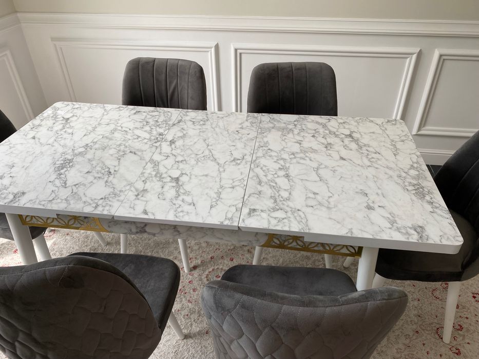 Кухонный стол со стульями, 6 стульев полу-кресла