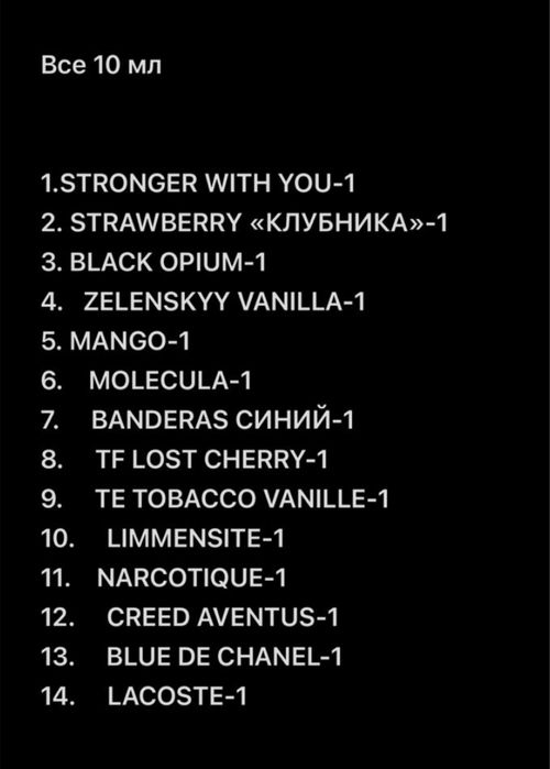 Духи 10 мл 14 позиции