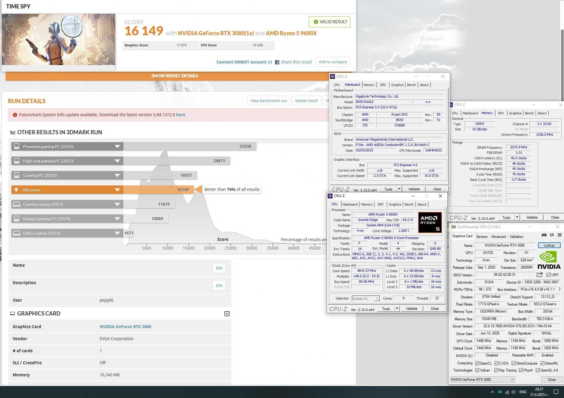 EVGA RTX 3080 10GB FTW3 Ultra Gaming