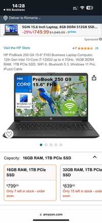 Mobile Zone Laptop Hp 250 G9 i7 1255u 16gb 1tb 15.6 wind 11 pro