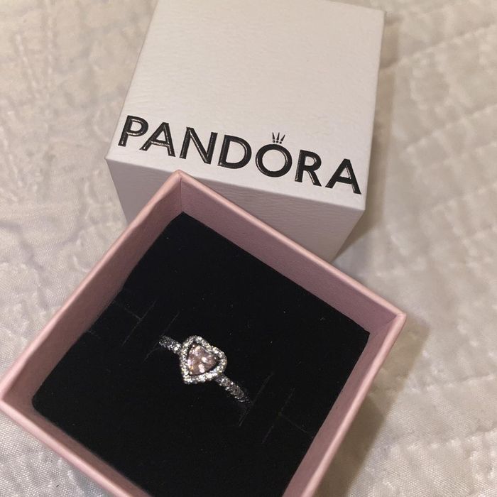 Inel Pandora argint 925 inima roz rosie rose heart cristale dupe