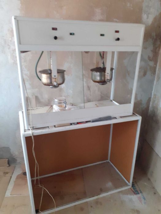 Двойна машина за пуканки на газ. Захранване на 12V и 220V