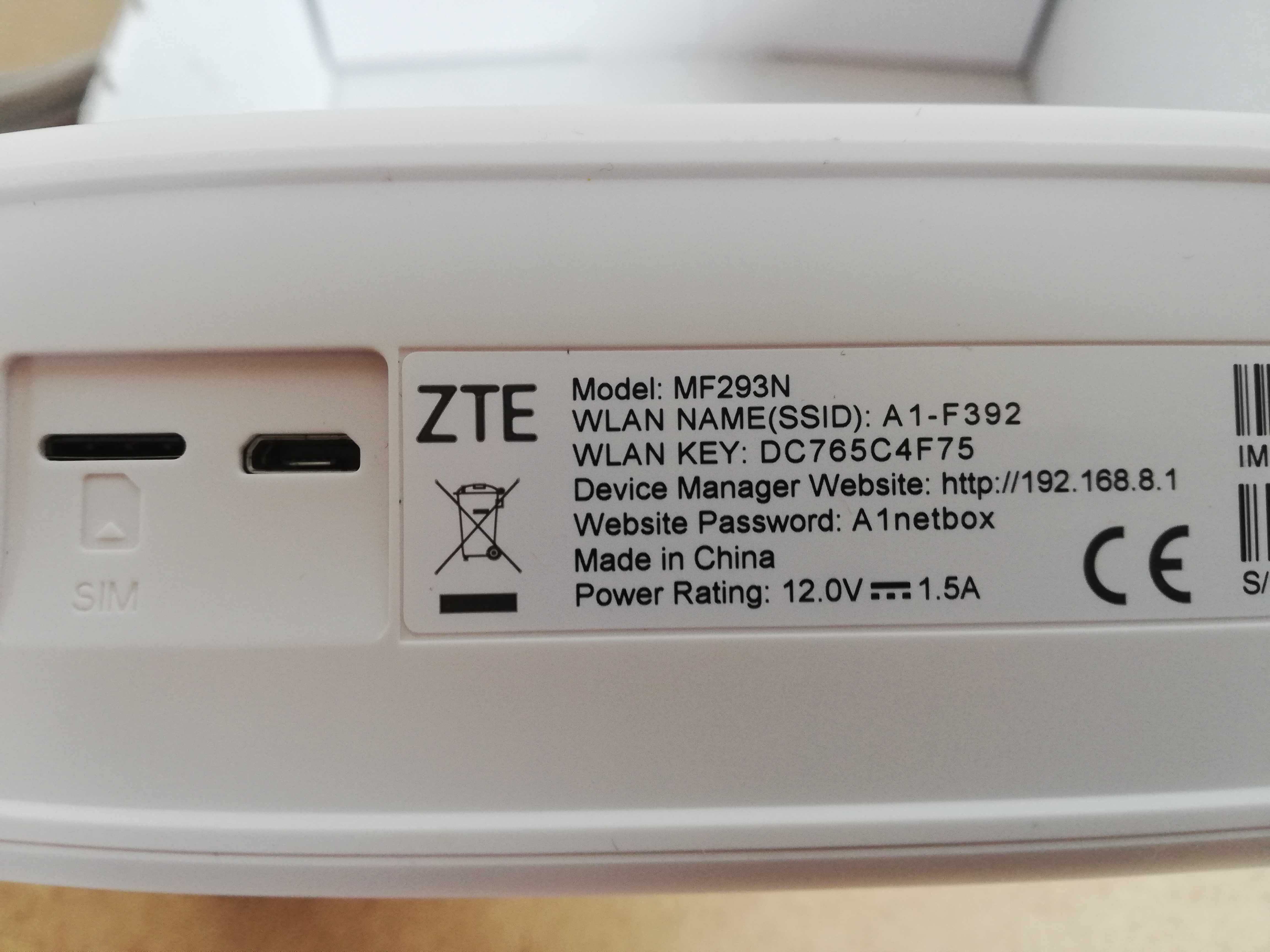 ZTE MF293N 4G Wi-Fi рутер само с карти на А1