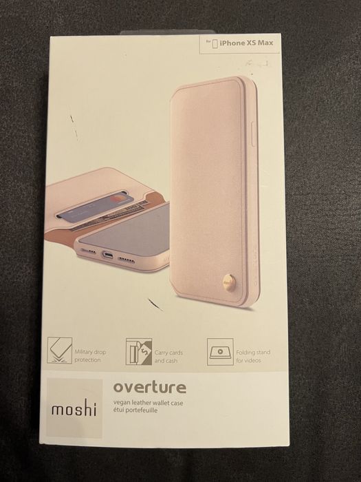 Стилен калъф - портфейл, кейс Moshi Overture за iPhone XS Max - розов
