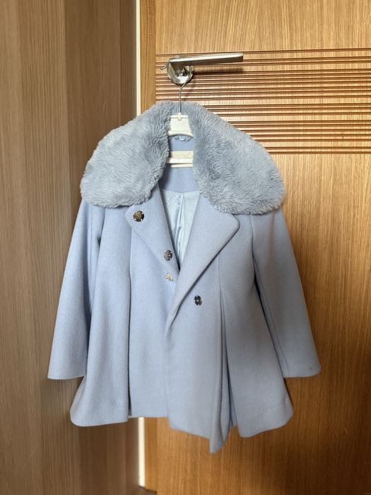 Елегантно детско палто Petit Fleur син цвят