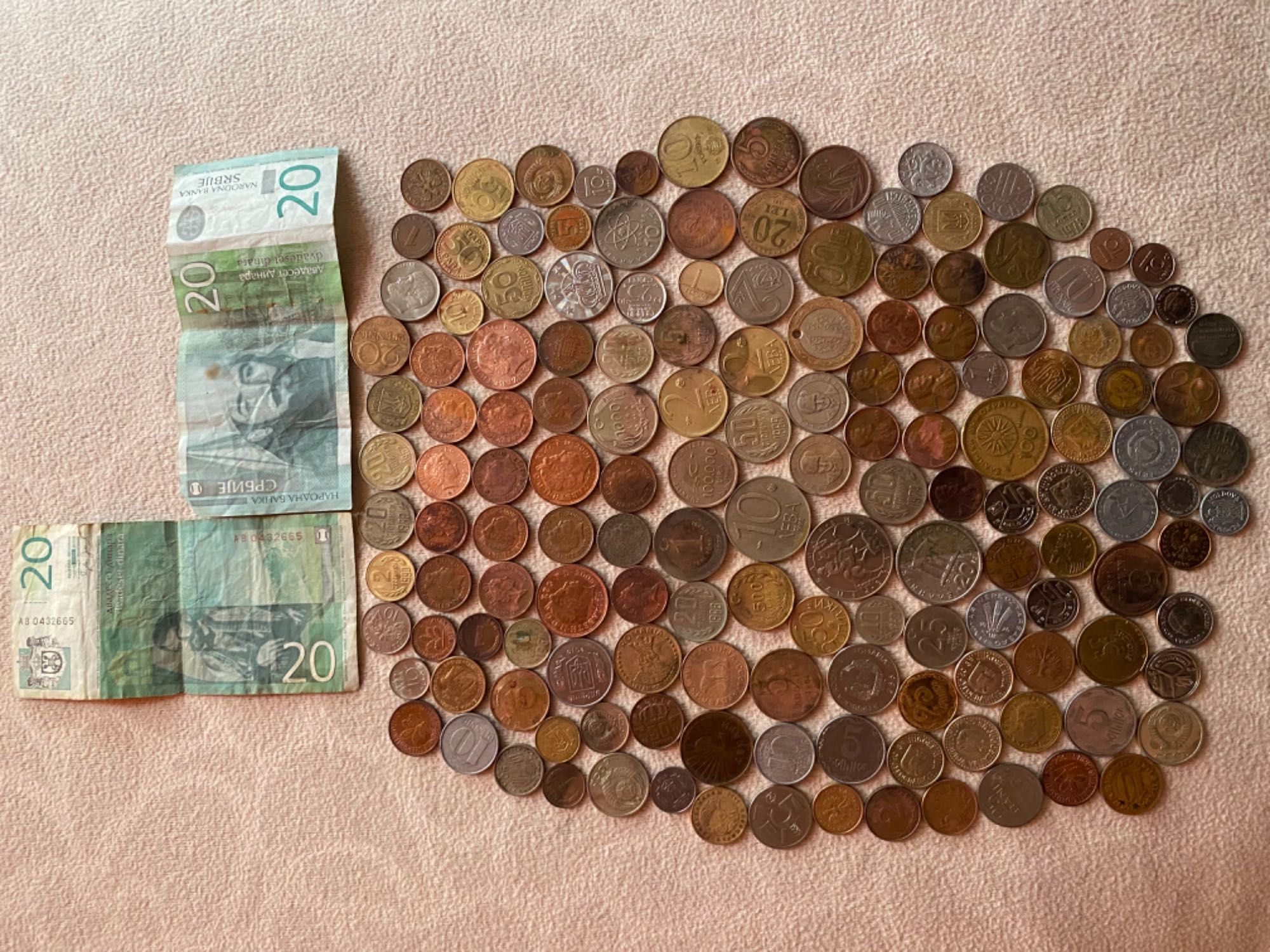 Стари монети и банкноти лот 170броя.