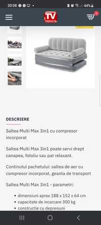 Vând saltea multimax 3 in 1 cu compresor incorporat