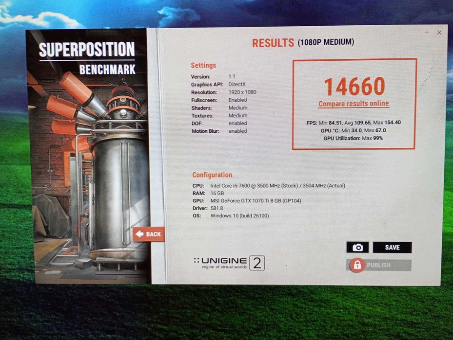 Геѝмърски компютър, i5 7600, 16 gb ddr4, gtx 1070 ti, 400gb ssd