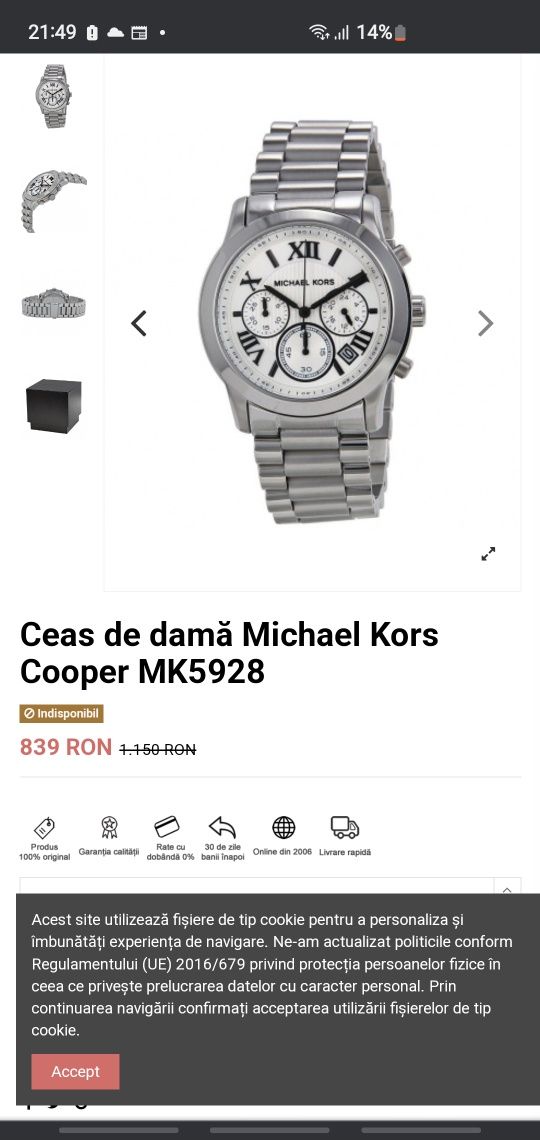 Ceas damă Michael Kors Cooper superb MK 5928