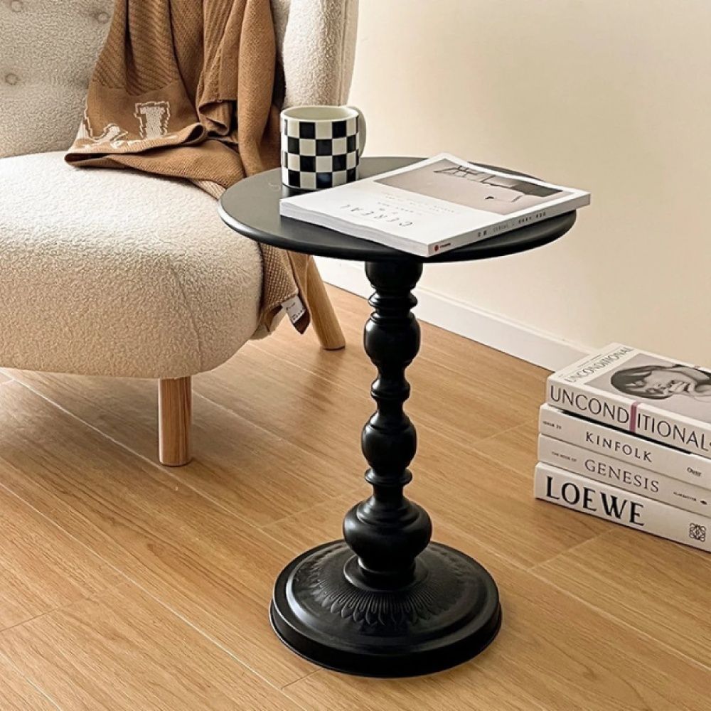Masuta rotunda pentru cafea din fier, 52 x 38 cm, negru