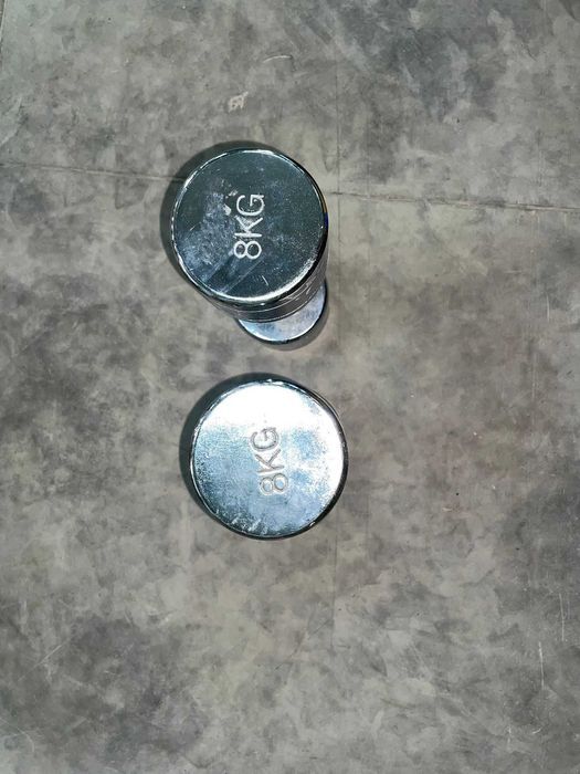 Set de 2 Gantere cromate cu greutate fixa 16 KG - 2x8 KG