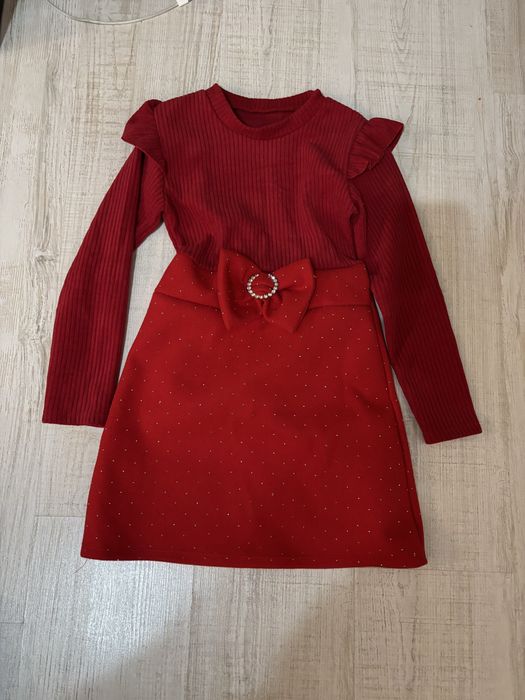 Rochie eleganta rosie marime 110-116cm