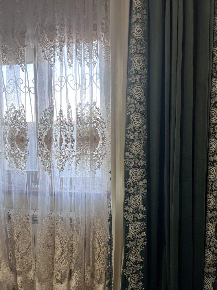 Продаю шторы с тюлем (б/у)