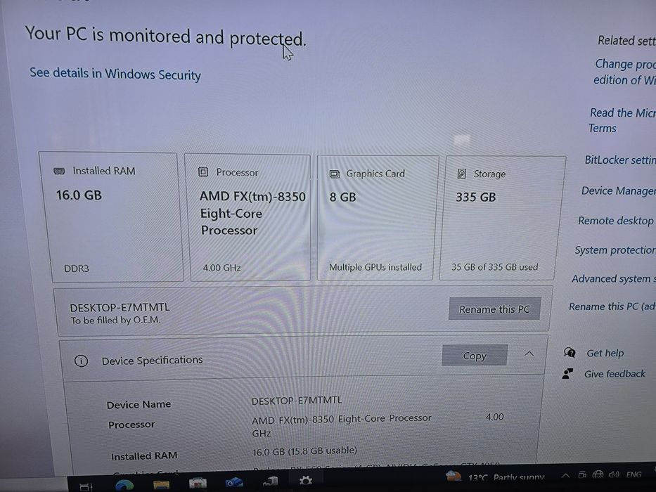 Настолен компютър AMD FX-8350, RX560, 16GB RAM