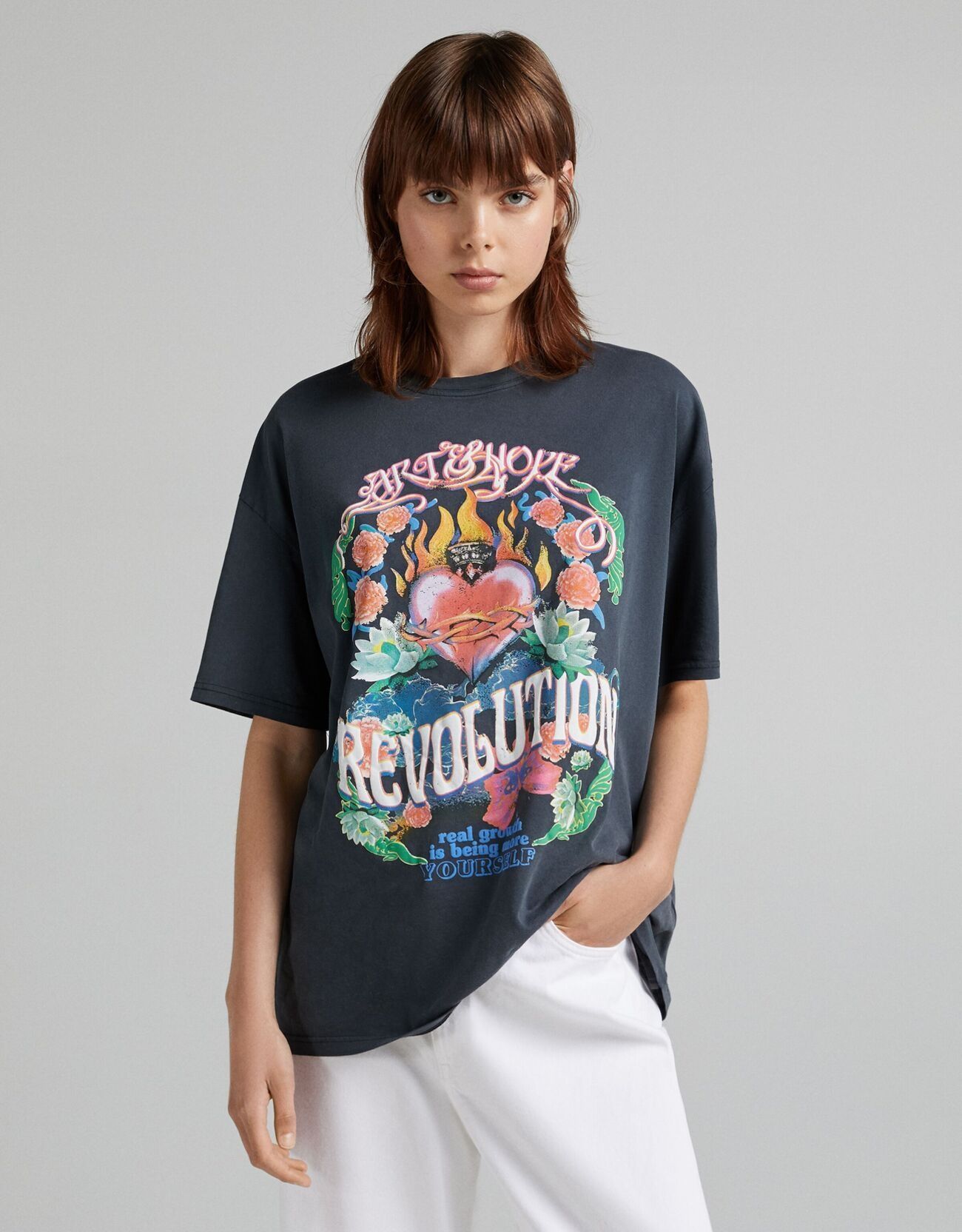 Tricou cu print Bershka