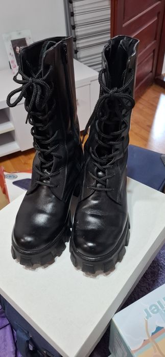 Bocanci inalti cu siret piele naturala masura 39