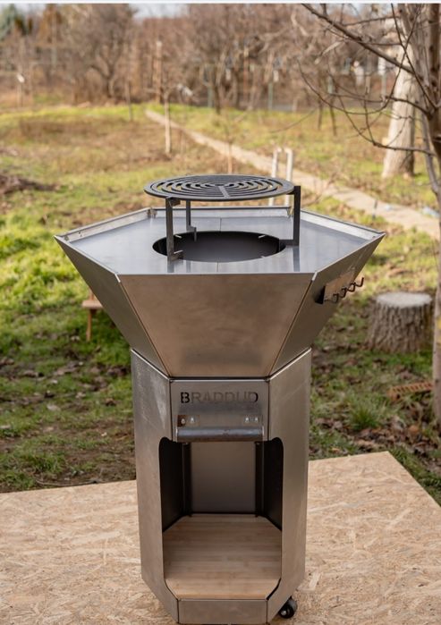 Gratar  plita inox + grill otel / carbon