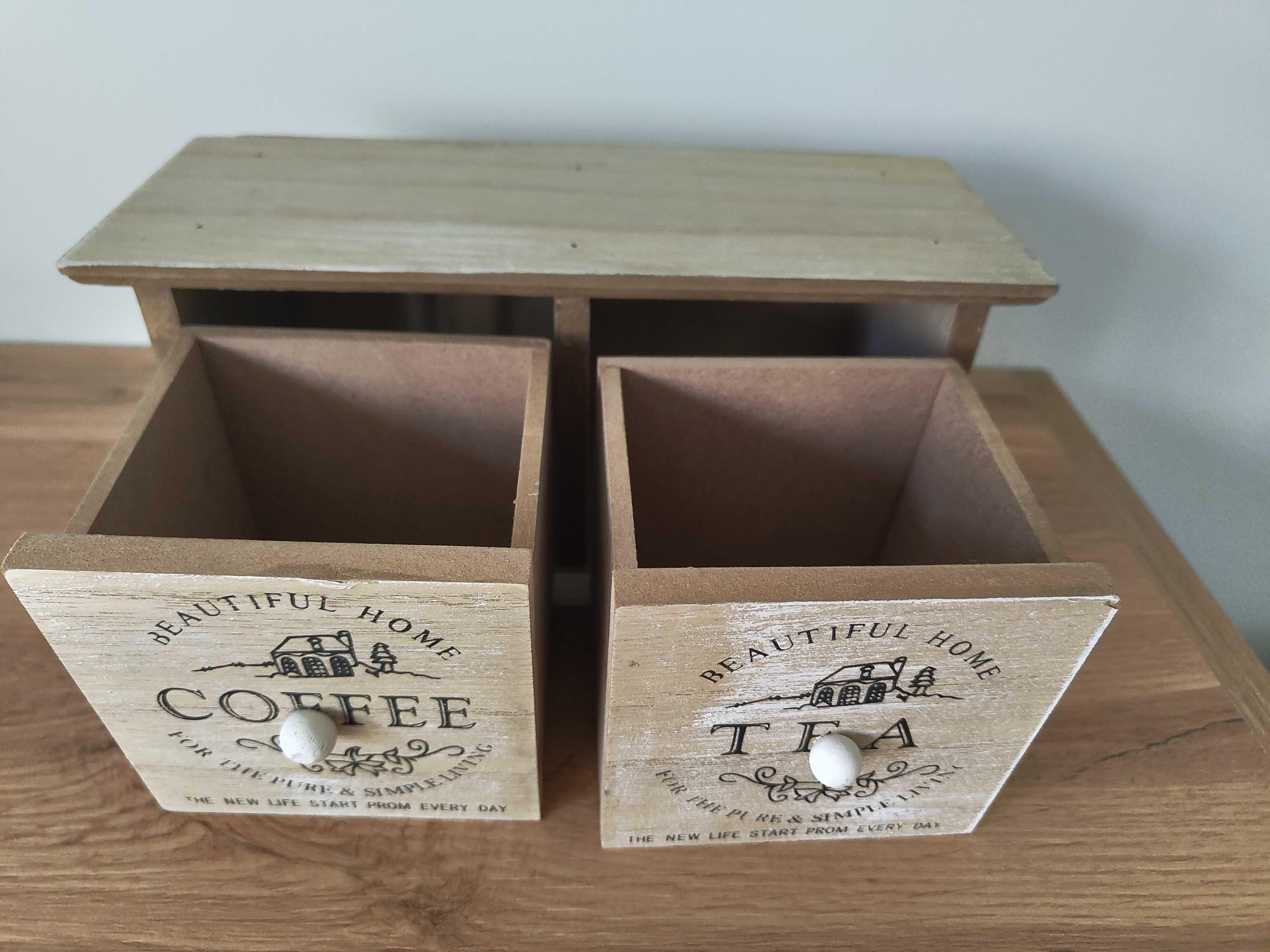 Cutie lemn depozitare ceai și cafea, retro/vintage