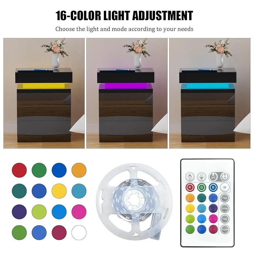 Шкафче с  LED осветление и  3 чекмеджета,
