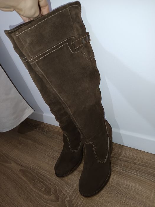 Cizme damă, piele întoarsă, maro 36