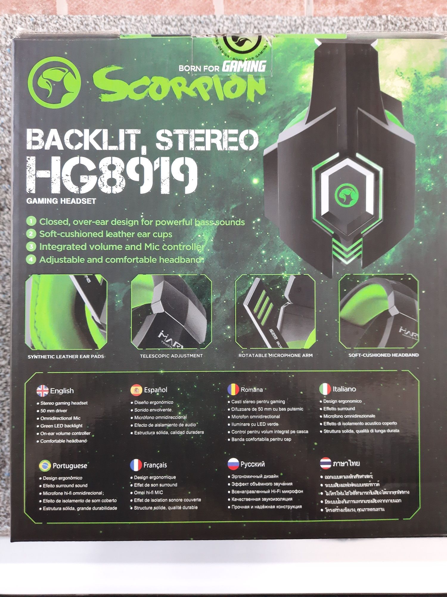 Casti gaming Marvo HG8919, verde