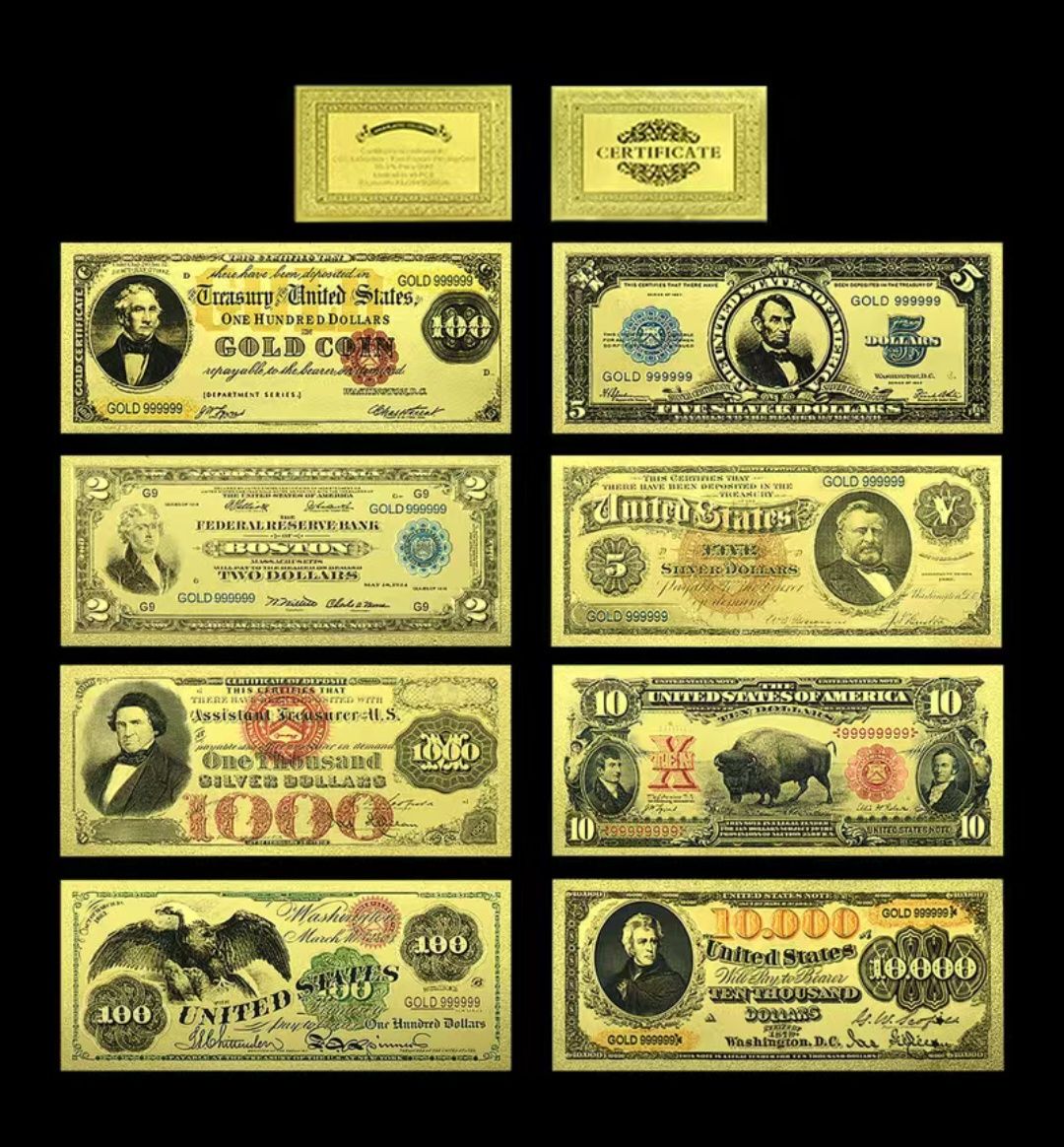 Коллекционные золотые купюры доллары США деньги коллекция